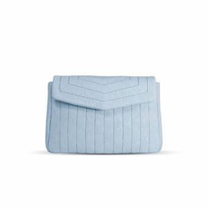 Baby blue jacquard crossbody bag with raised leaf pattern
