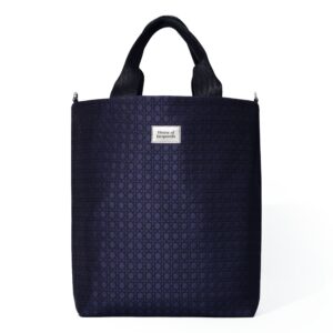 Eleanor Vienna Midnight navy jacquard business tote with Viennese cane weave pattern